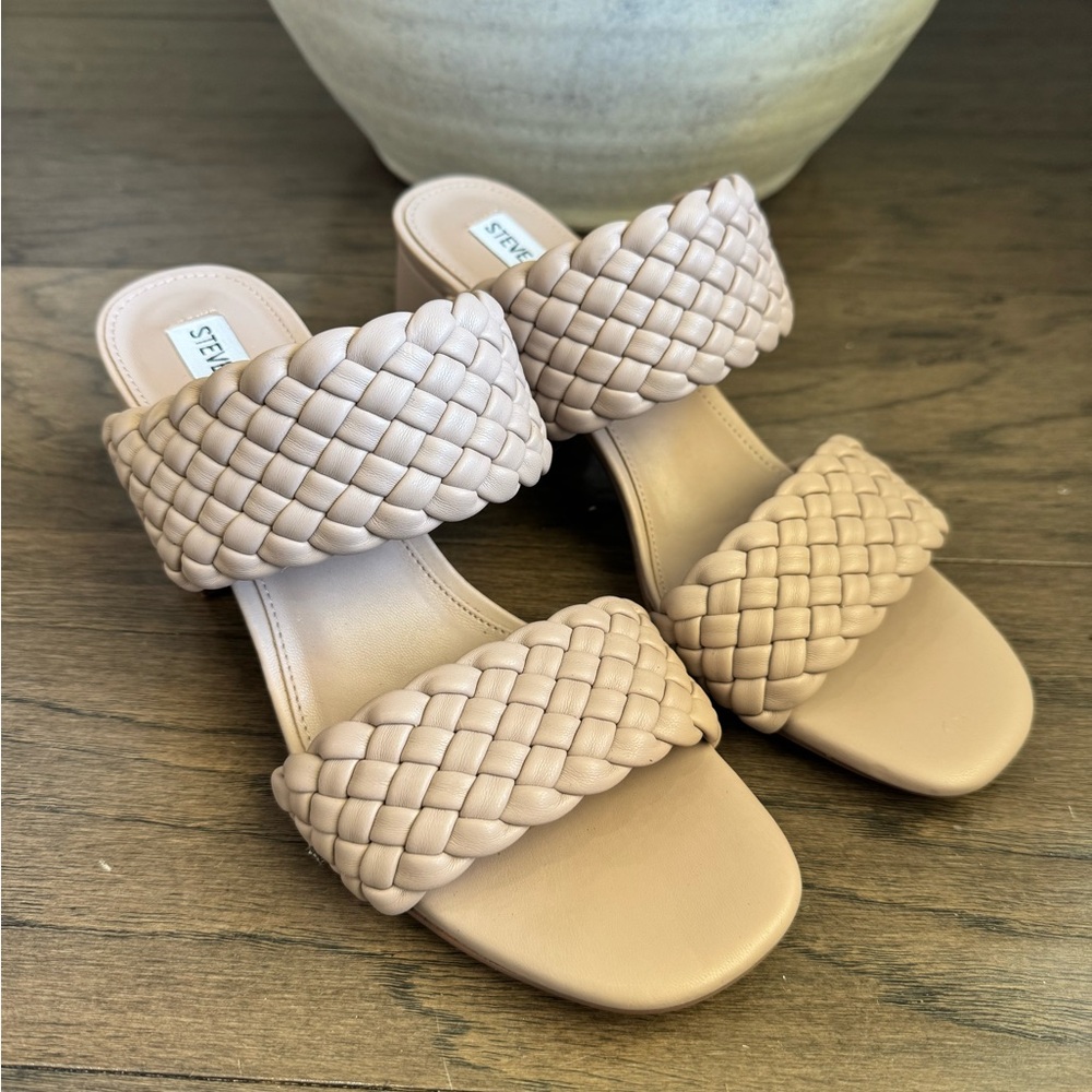 Steve Madden Braided Double Strap Slide Sandals Blush Nude Size 9M